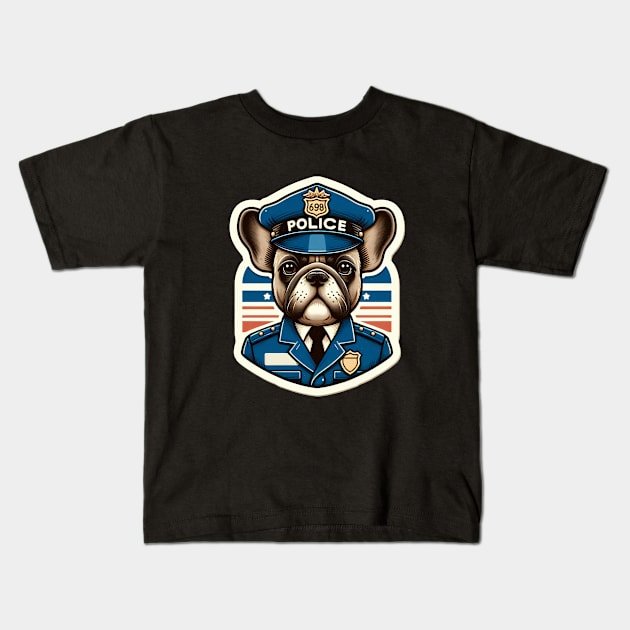 French Bulldog Police Kids T-Shirt by k9-tee